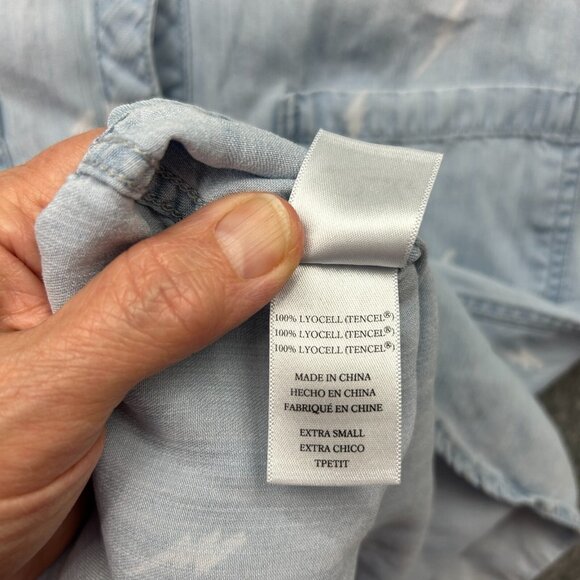 Rails Lightning Bolt Button up Long Sleeve Shirt Women's Size XS Blue Chambray - Picture 6 of 11